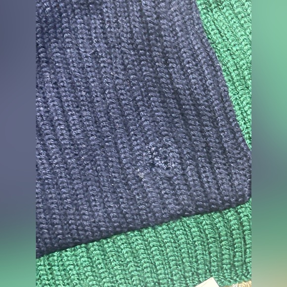 Tory Burch Blue Green White Gemini Link Striped Pockets Women's Scarf Colorblock - Picture 6 of 10